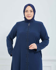 Abaya Brodée Pierre Grande Taille kaki  | 2063-9-9
