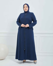 Abaya Brodée Pierre Grande Taille kaki  | 2063-9-9