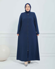 Abaya Brodée Pierre Grande Taille kaki  | 2063-9-9