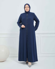 Abaya Brodée Pierre Grande Taille kaki  | 2063-9-9