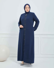 Abaya Brodée Pierre Grande Taille kaki  | 2063-9-9