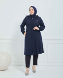Büyük Beden Kışlık Kap Lacivert | K90165