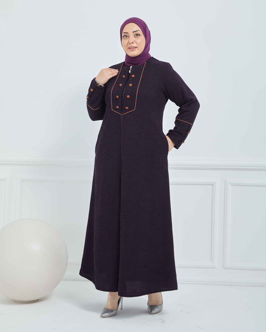 Büyük Beden Kışlık Ferace Mürdüm | K208528