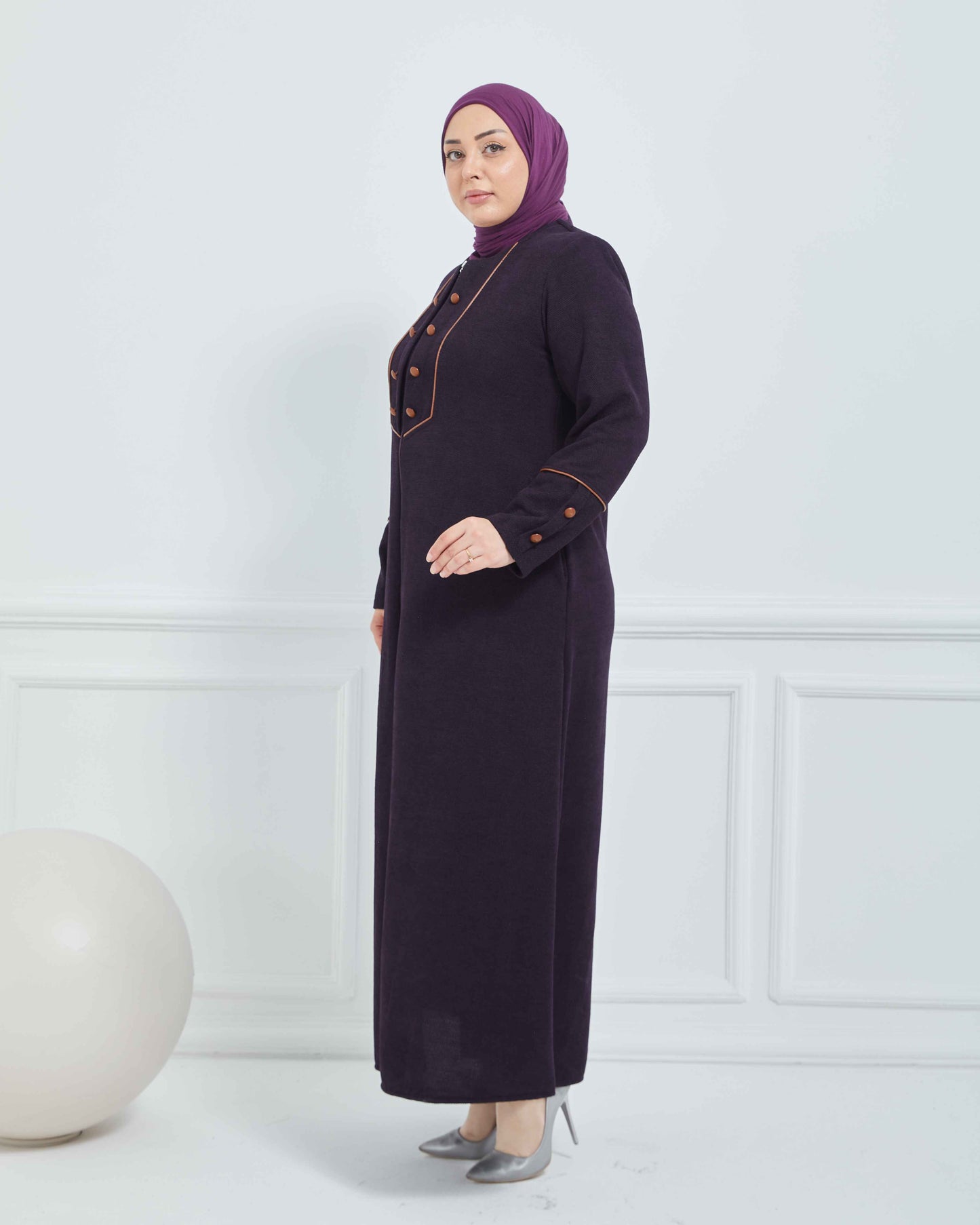 Büyük Beden Kışlık Ferace Mürdüm | K208528