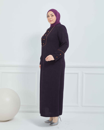 Büyük Beden Kışlık Ferace Mürdüm | K208528