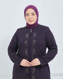 Büyük Beden Kışlık Ferace Mürdüm | K206638