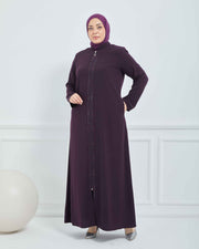 Abaya Brodée Pierre Grande Taille kaki  | 2063-9-9