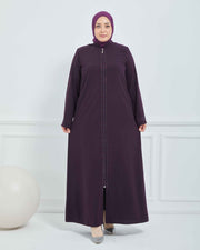 Abaya Brodée Pierre Grande Taille kaki  | 2063-9-9