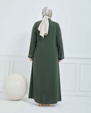 Abaya Brodée Pierre Grande Taille kaki  | 2063-9-9