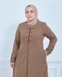 Büyük Beden Kışlık Ferace Vizon | K2085223