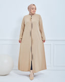 Önü Çift Patlı Taş Detaylı Büyük Beden Ferace Vizon | 2066123