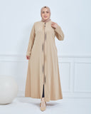 Önü Çift Patlı Taş Detaylı Büyük Beden Ferace Vizon | 2066123