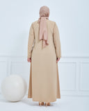 Önü Çift Patlı Taş Detaylı Büyük Beden Ferace Vizon | 2066123