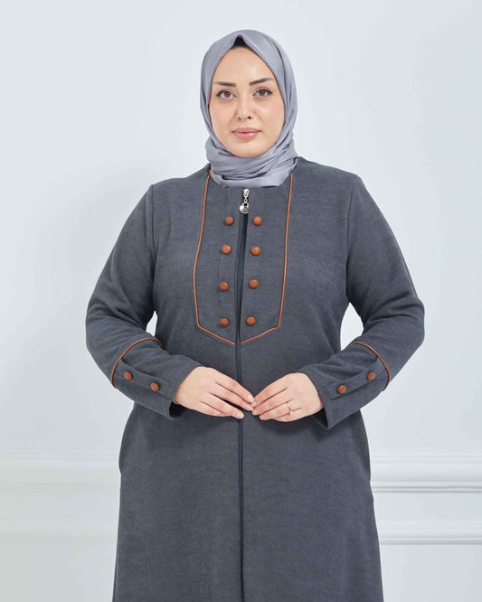 Büyük Beden Kışlık Ferace Gri | K2085224
