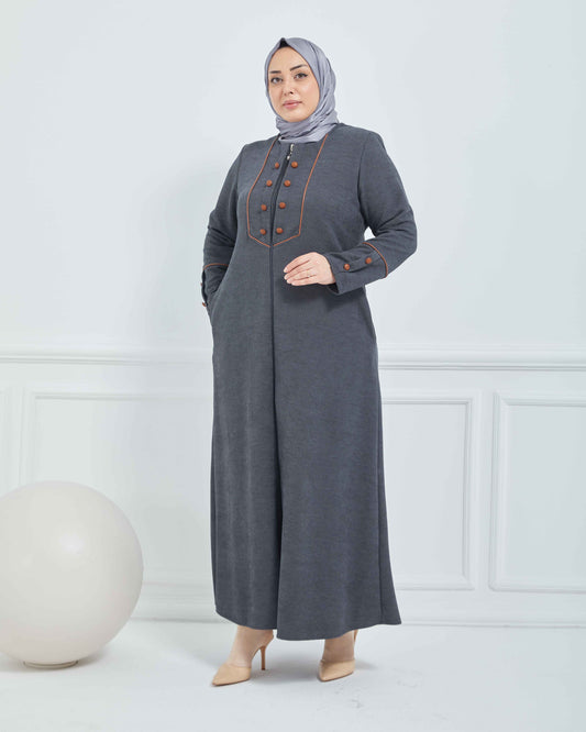 Büyük Beden Kışlık Ferace Gri | K2085224