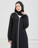 Kapşonlu ve Biyeli Ferace Siyah | 20951