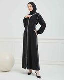 Kapşonlu ve Biyeli Ferace Siyah | 20951