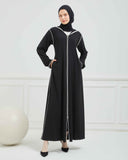 Kapşonlu ve Biyeli Ferace Siyah | 20951