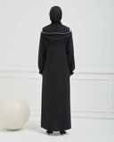 Kapşonlu ve Biyeli Ferace Siyah | 20951