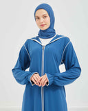 Kapşonlu ve Biyeli Ferace İndigo | 20956