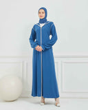 Kapşonlu ve Biyeli Ferace İndigo | 20956