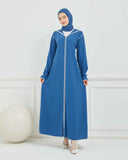 Kapşonlu ve Biyeli Ferace İndigo | 20956