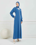 Kapşonlu ve Biyeli Ferace İndigo | 20956