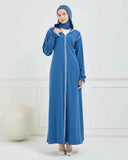 Kapşonlu ve Biyeli Ferace İndigo | 20956