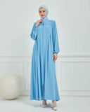 Nakışlı Pileli Ferace Bebe Mavisi | 210531