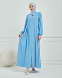 Nakışlı Pileli Ferace Bebe Mavisi | 210531