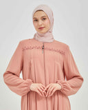 Nakışlı Pileli Ferace Pembe | 21053