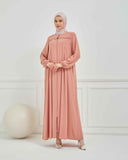 Nakışlı Pileli Ferace Pembe | 21053