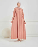 Nakışlı Pileli Ferace Pembe | 21053