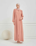 Nakışlı Pileli Ferace Pembe | 21053