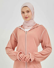 Kapşonlu ve Biyeli Ferace Pembe | 2095-3
