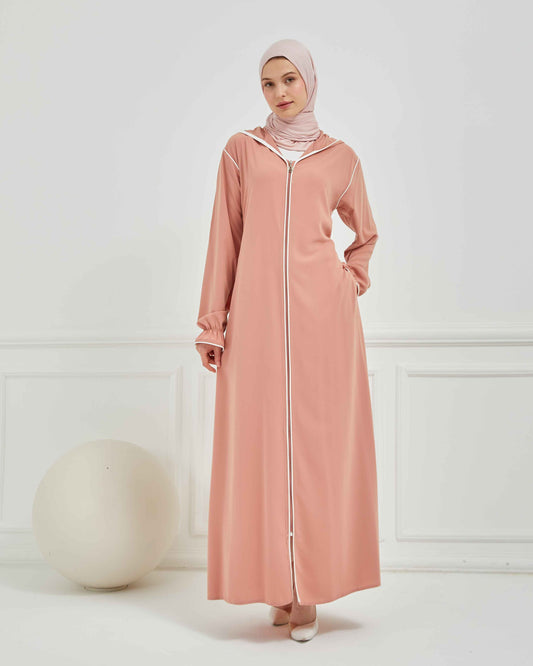 Kapşonlu ve Biyeli Ferace Pembe | 20953