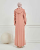 Kapşonlu ve Biyeli Ferace Pembe | 20953