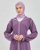 Kapşonlu ve Biyeli Ferace Mor | 209512