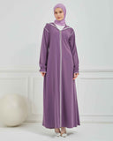 Kapşonlu ve Biyeli Ferace Mor | 209512