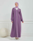 Kapşonlu ve Biyeli Ferace Mor | 209512