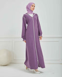 Kapşonlu ve Biyeli Ferace Mor | 209512