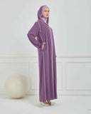 Kapşonlu ve Biyeli Ferace Mor | 209512