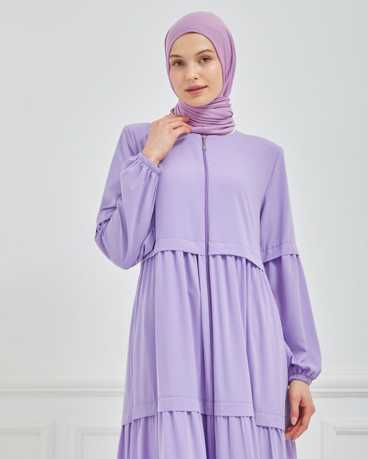 Kat Detaylı Bol Kesim Ferace Lila | 206839