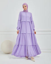 Kat Detaylı Bol Kesim Ferace Lila | 2068-39