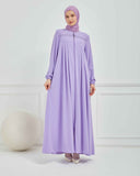 Nakışlı Pileli Ferace Lila | 210539