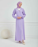 Kapşonlu ve Biyeli Ferace Lila | 209539