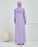 Kapşonlu ve Biyeli Ferace Lila | 209539