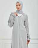 Kapşonlu ve Biyeli Ferace Gri | 209524