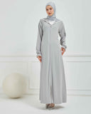 Kapşonlu ve Biyeli Ferace Gri | 209524