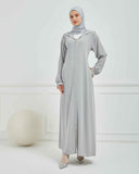 Kapşonlu ve Biyeli Ferace Gri | 209524